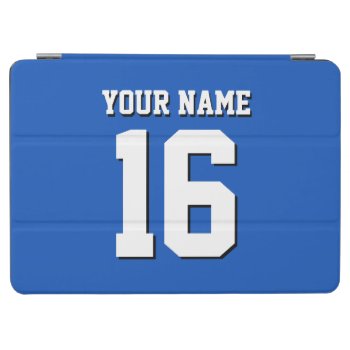 Sapphire Blue Sporty Team Jersey Ipad Air Cover by FantabulousCases at Zazzle