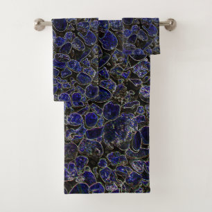 Sapphire Blue Stones with Glow Bath Towel Set