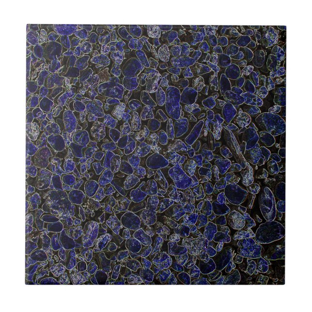 Sapphire Blue Stones with Glow Ceramic Tile (Front)
