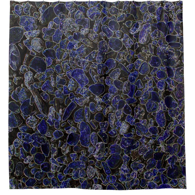 Sapphire Blue Stones with Glow Shower Curtain (Front)