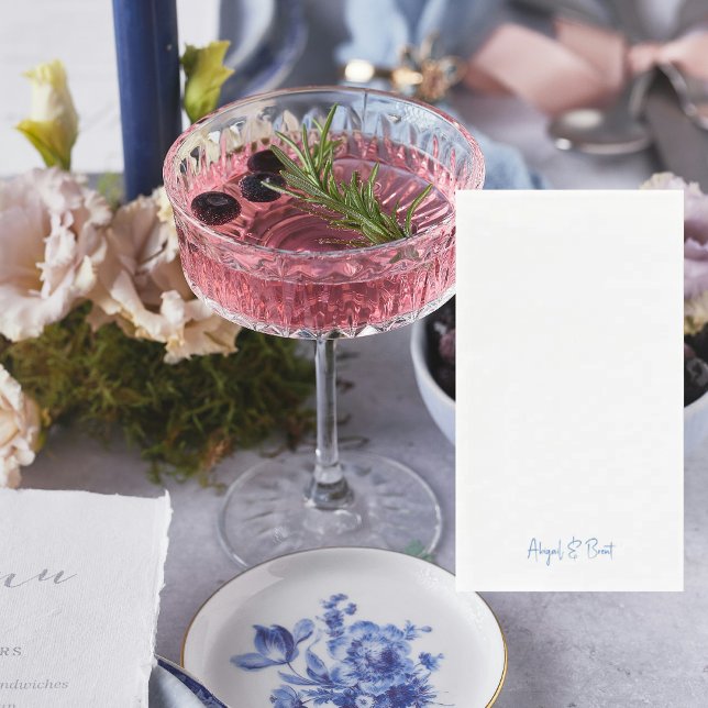 Sapphire Blue Text Personalized Wedding  Paper Guest Towels (Creator Uploaded)