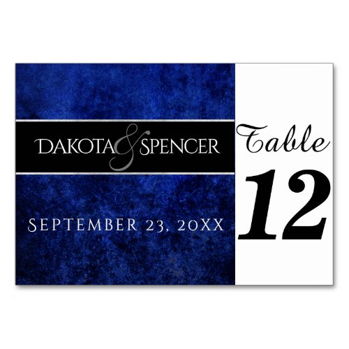 Sapphire Blue Velvet  Moody Jewel Tone Wedding Table Number