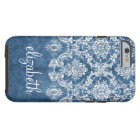Sapphire Blue Vintage Damask Pattern and Name