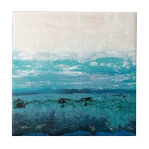 Sapphire Blue Watercolor Ceramic Tile