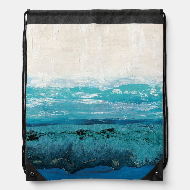 Sapphire Blue Watercolor Drawstring Bag (Front)