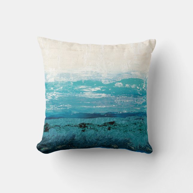 Sapphire Blue Watercolor Throw Pillow (Front)