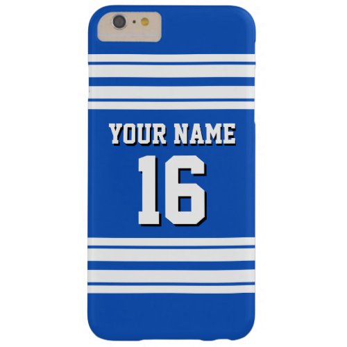 Sapphire Blue White Team Jersey Custom Number Name Barely There iPhone 6 Plus Case