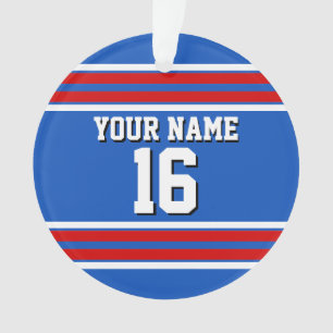 Sapphire Blue with Red White Stripes Team Jersey Ornament