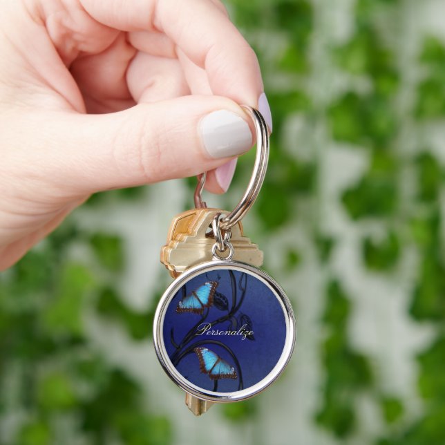 Sapphire Butterfly Pair Keychain (Hand)