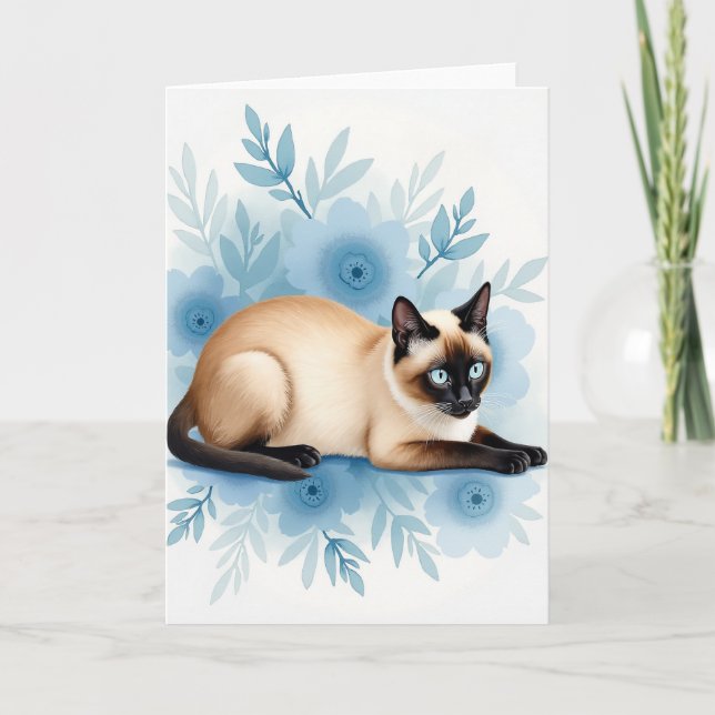 Sapphire Cat Floral Mothers Day Card (Front)