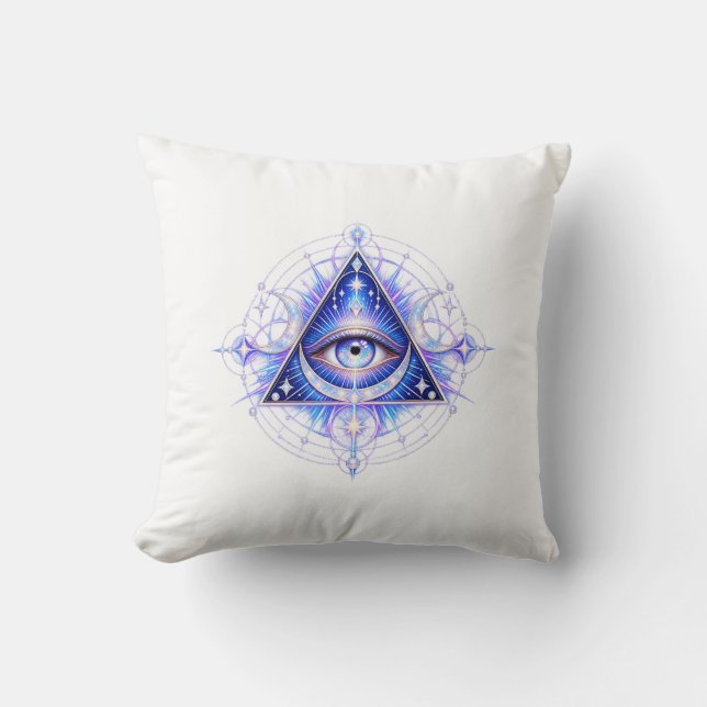 Sapphire Celestial Eye Throw Pillow (Front)
