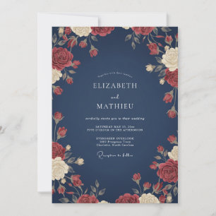 Sapphire Crimson Painted Wedding Invitation