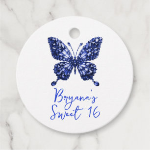 Sapphire Crystal Butterfly September Birthstone Favor Tags