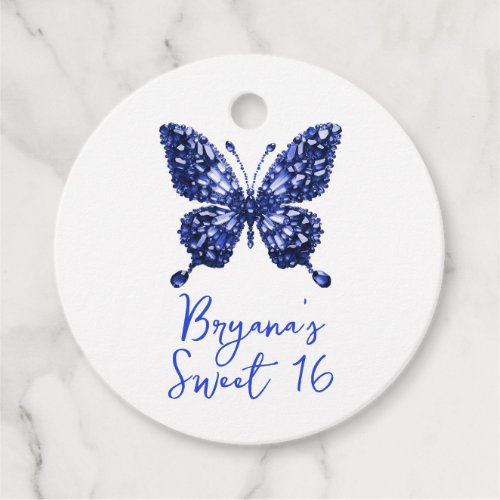 Sapphire Crystal Butterfly September Birthstone Favor Tags