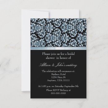 Sapphire Damask Ribbon Bridal Shower Invitation by WeddingsByJade at Zazzle