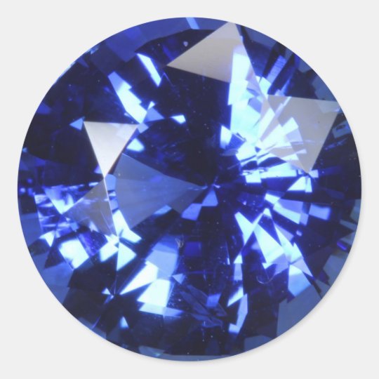 Sapphire Dark Blue Gemstone September Birthstone Classic Round Sticker