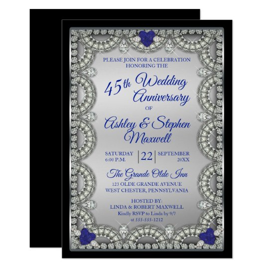 Sapphire Diamond 45th Wedding Anniversary Party Invitation | Zazzle.com