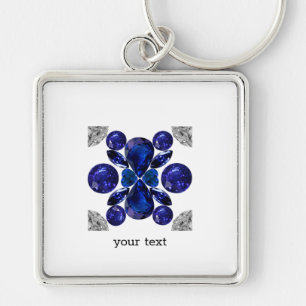 Sapphire Diamond Gemstone Art Blue Keychain