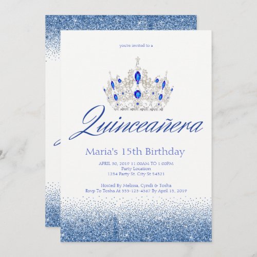 Sapphire  Diamond Quinceaera Invitations