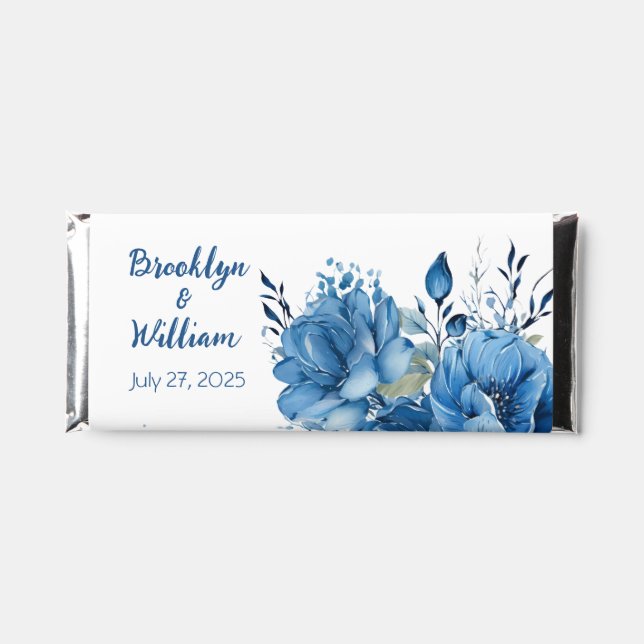 Sapphire Elegance Blue Floral  Chocolate Bars (Front)