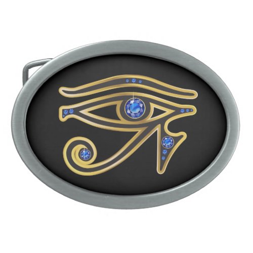 Sapphire Eye of Ra in Gold Belt Buckle