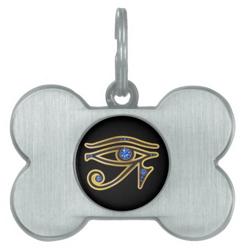 Sapphire Eye of Ra in Gold Pet ID Tag