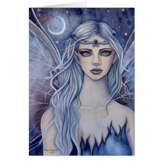 Sapphire Fairy Fantasy Watercolor Art (Front)