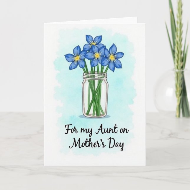 Sapphire Floral Aunts Mothers Day Card (Front)