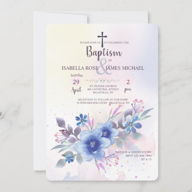Sapphire Floral Invitation (Front)