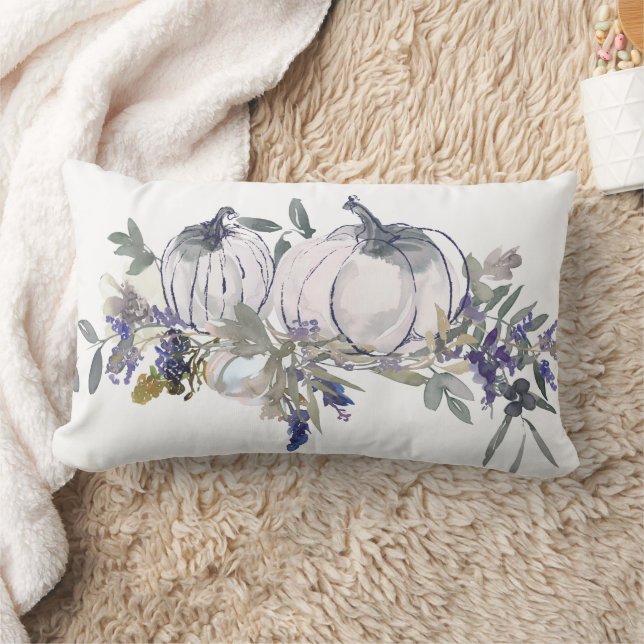 Sapphire Floral Pumpkin Add Name Purple Lumbar Pillow (Blanket)