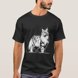 Sapphire Gaze Maine Coon Illustration T-Shirt