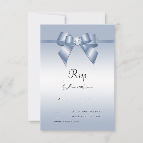 Sapphire Gem Bow  Ribbon 45th Wedding Anniversary RSVP Card