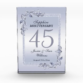 Sapphire Gem & Glitter 45th Wedding Anniversary  Acrylic Award by shm_graphics at Zazzle