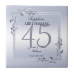 Sapphire Gem &amp; Glitter 45th Wedding Anniversary  Ceramic Tile at Zazzle