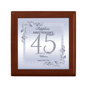 Sapphire Gem & Glitter 45th Wedding Anniversary  Gift Box by shm_graphics at Zazzle