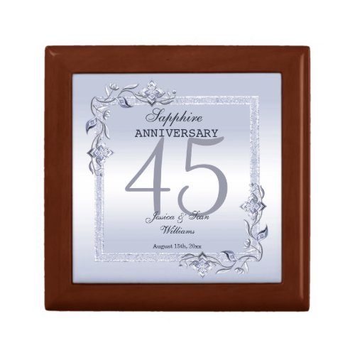 Sapphire Gem  Glitter 45th Wedding Anniversary  Gift Box