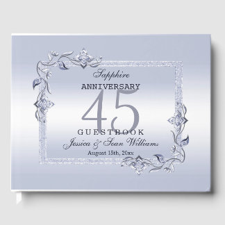 Sapphire Gem & Glitter 45th Wedding Anniversary Guest Book