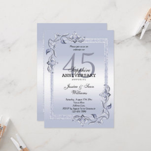 Sapphire Gem & Glitter 45th Wedding Anniversary Invitation