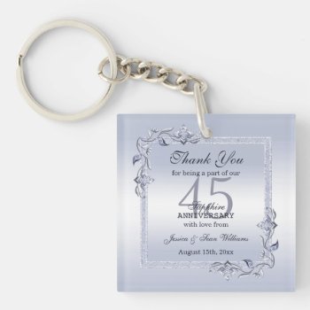 Sapphire Gem & Glitter 45th Wedding Anniversary  K Keychain by shm_graphics at Zazzle