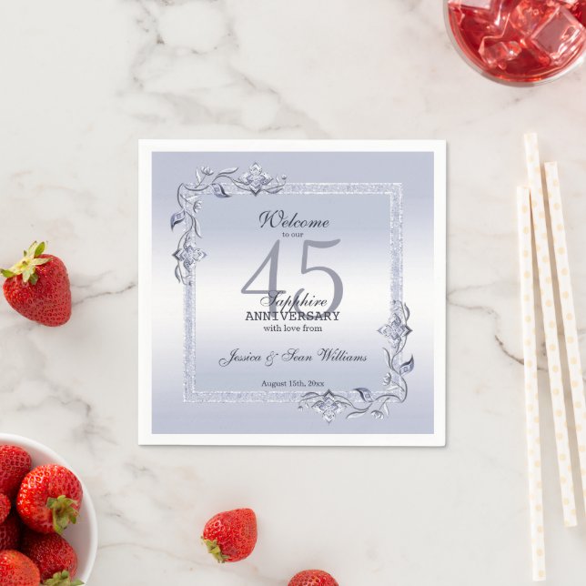Sapphire Gem & Glitter 45th Wedding Anniversary    Napkins (Insitu)