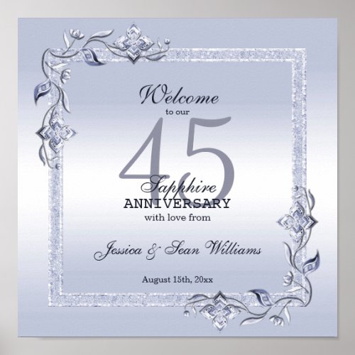 Sapphire Gem  Glitter 45th Wedding Anniversary    Poster
