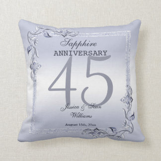 Sapphire Gem & Glitter 45th Wedding Anniversary Throw Pillow