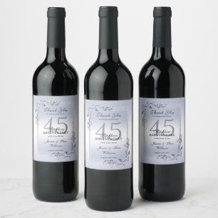 Sapphire Gem & Glitter 45th Wedding Anniversary Wine Label