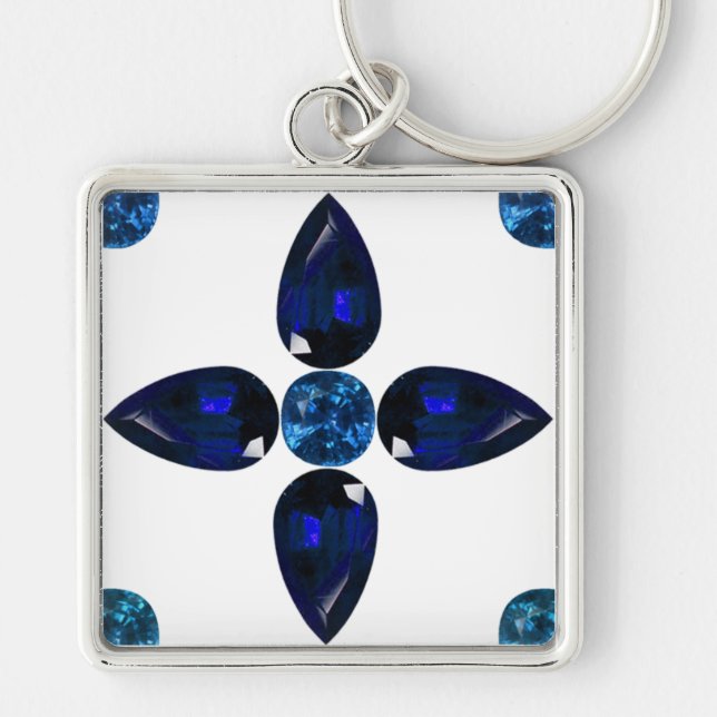 Sapphire Gemstone Art, Blue Keychain (Front)