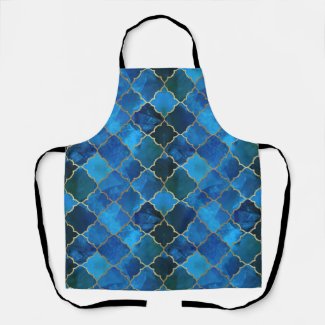 Sapphire Gemstone & Gold Moroccan Tile Pattern