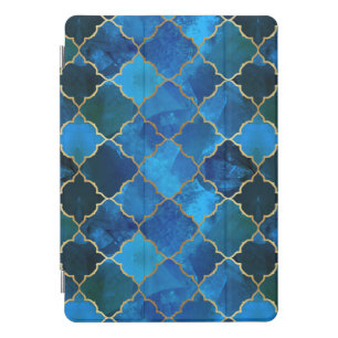 Sapphire Gemstone & Gold Moroccan Tile Pattern iPad Pro Cover