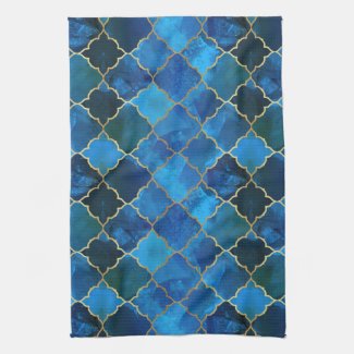 Sapphire Gemstone & Gold Moroccan Tile Pattern