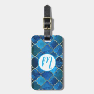 Sapphire Gemstone & Gold Moroccan Tile Pattern