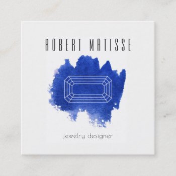 Sapphire Gemstone Square Business Card by charmingink at Zazzle
