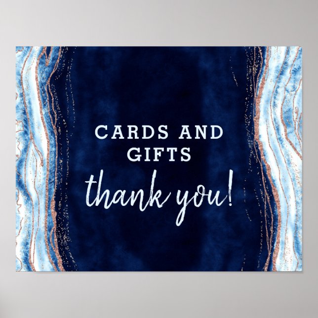 Sapphire Geode Cards & Gifts Wedding Table Sign (Front)